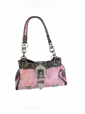 Rustic Couture Pink Brown Rhinestone Bling Handbag Western Purse Bag